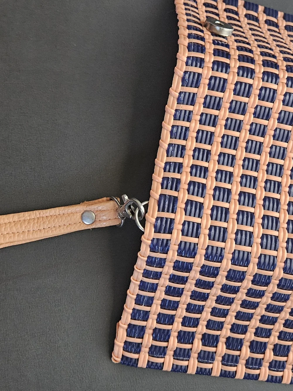 Woven Navy and Peach Strap